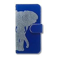 Amazon.co.jp: アフリカ象 スマホケース Android 手帳型 ネイビー x